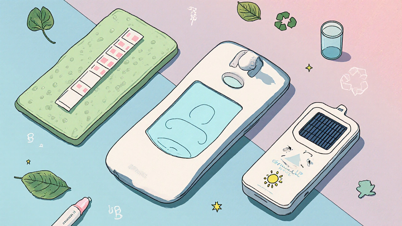 Tableau montrant quatre alternatives écologiques de tests de grossesse.