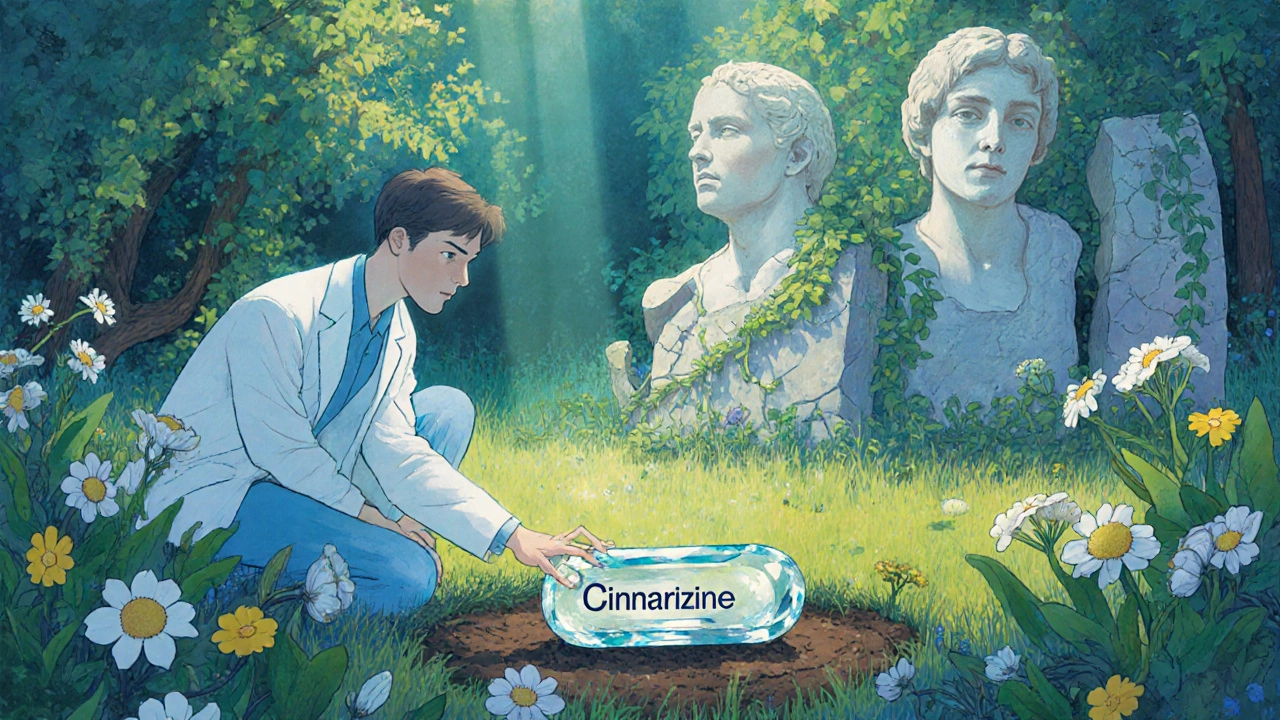 Un jardin florissant symbolisant des alternatives sûres à l&#039;antispasmodique, tandis que les anciens médicaments s&#039;effondrent.