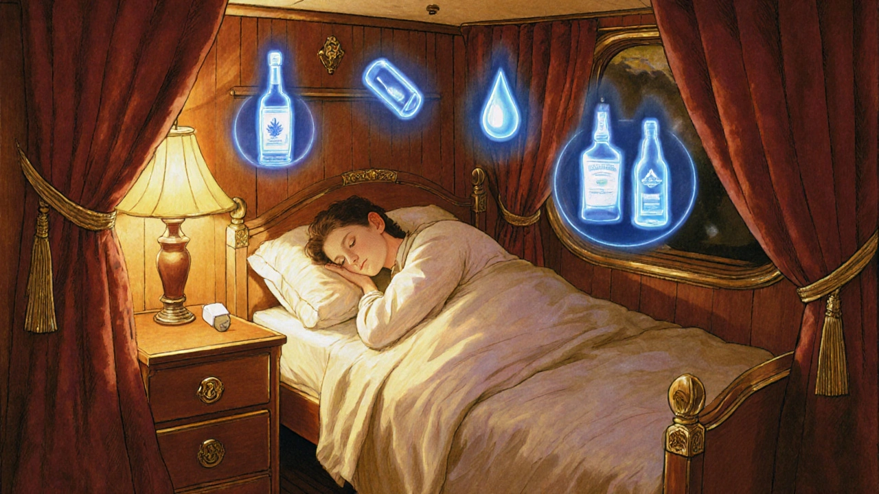 Un passager endormi sur un bateau est entouré d&#039;ombres menaçantes d&#039;alcool et de médicaments sédatives.