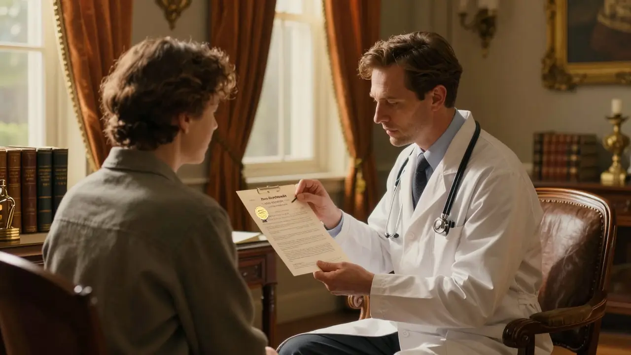 Consultation médicale rassurante pour obtenir une prescription non substituable.