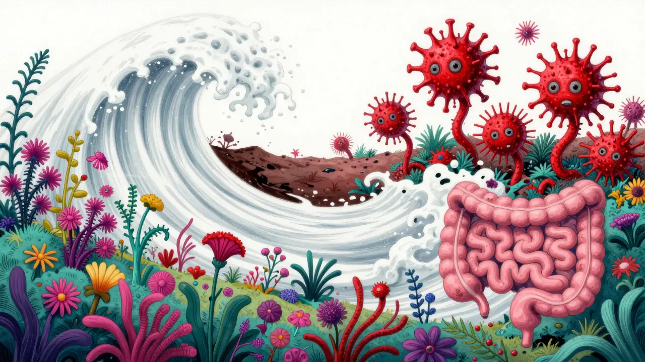 Vague stérile détruisant la flore intestinale et libérant des toxines
