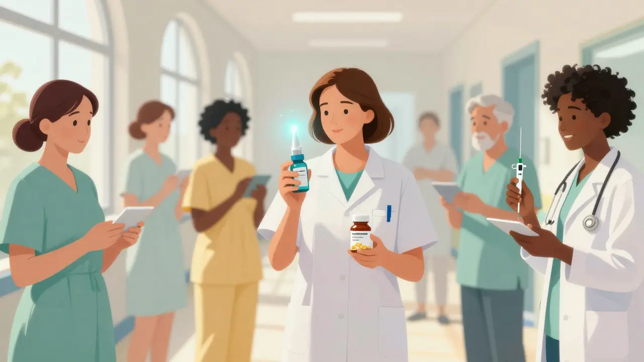Patients tenant de nouveaux médicaments sous forme de spray et pilules